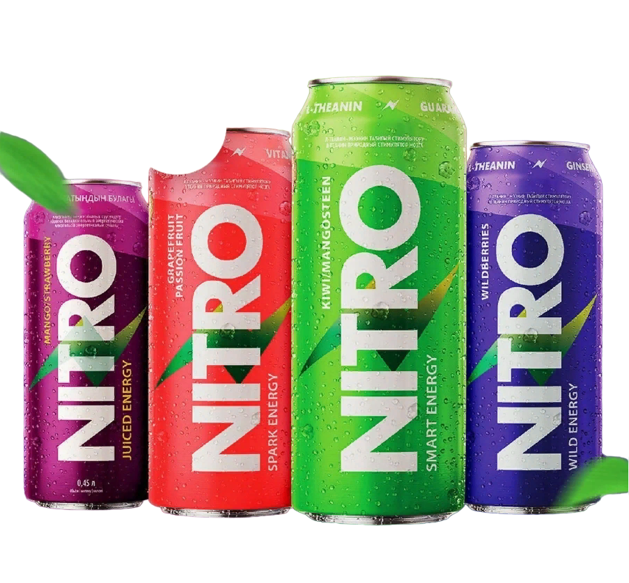 NITRO Энергетический напиток Ассорти 4х0,45л (Киви, Ягоды, Грейп, Манго)