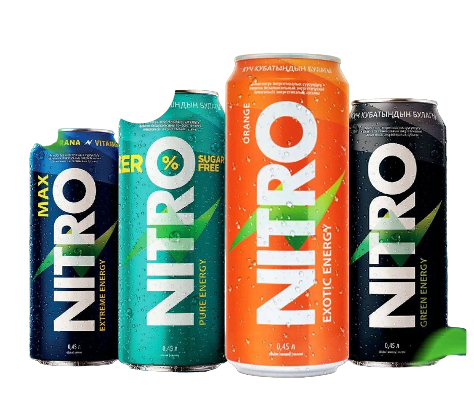 NITRO Энергетический напиток Ассорти 4х0,45л (Green, Max, Zero, Апельсин)