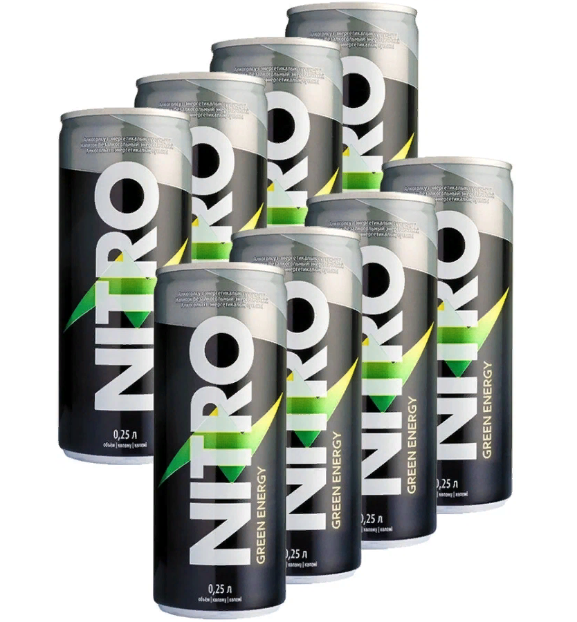 NITRO NITRO, Энергетический напиток, упаковка 8х0,25л (Green Energy)