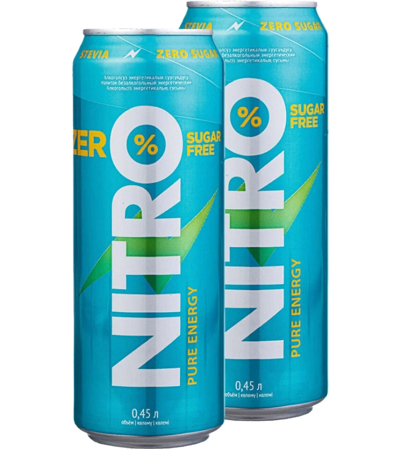 NITRO ZERO Энергетический напиток без сахара со стевией, 2х0,45л