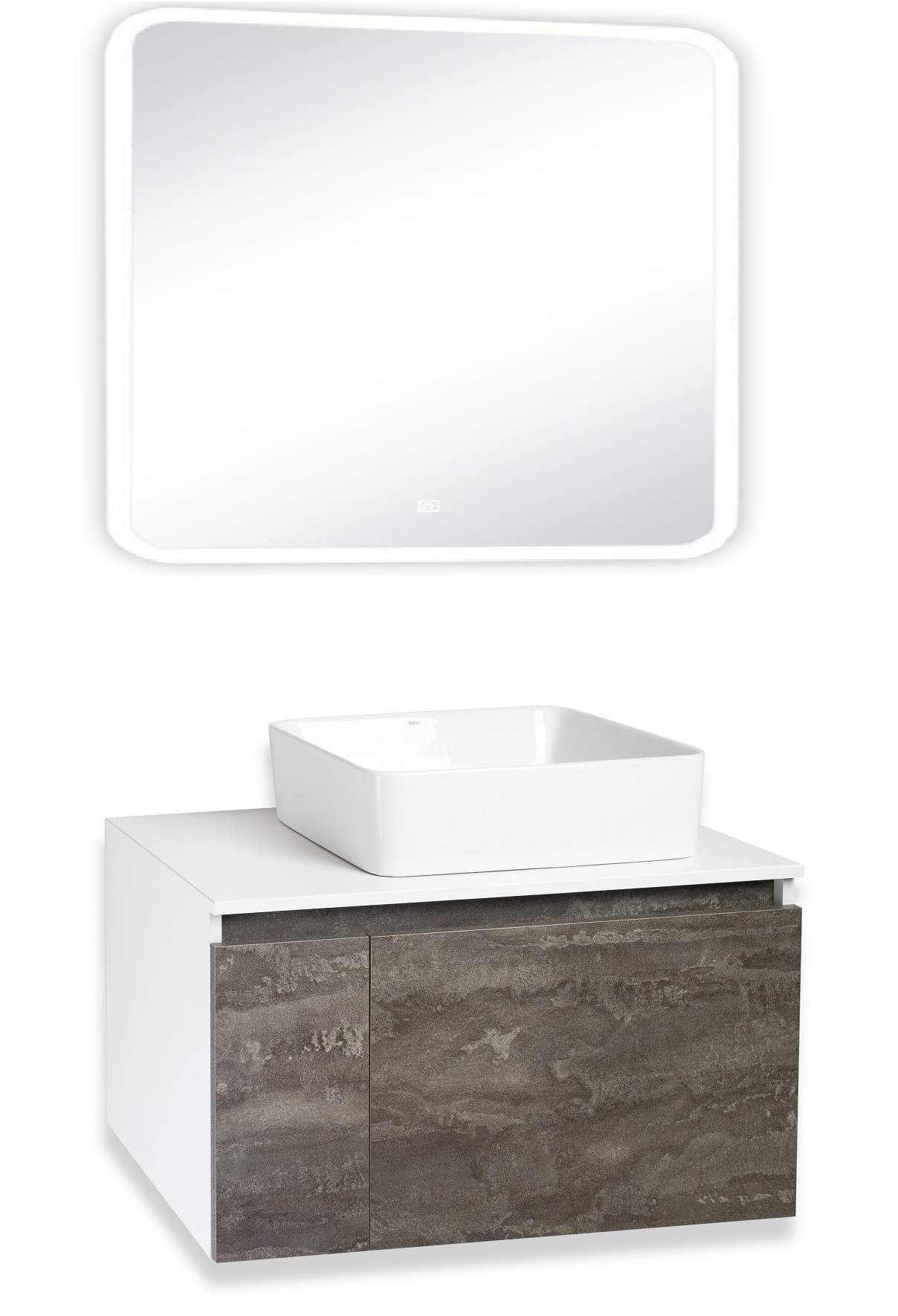 Мебель для ванной Runo Бари 80 железный камень настенное зеркало амелия шелковый камень