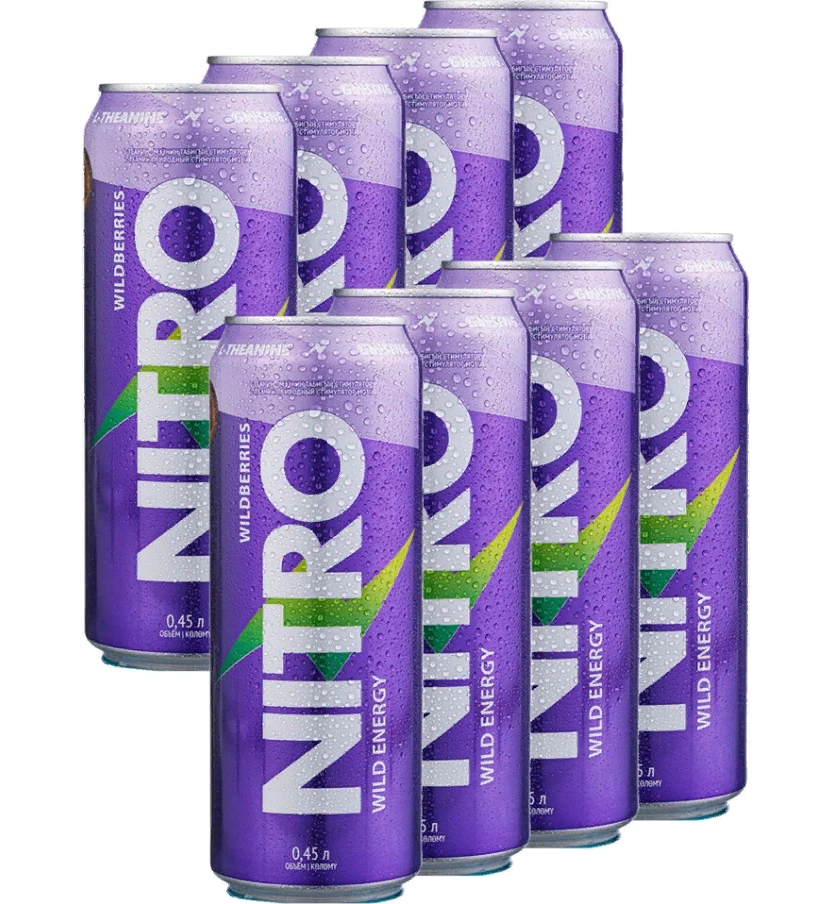 NITRO NITRO, Энергетический напиток, упаковка 8х0,45л (Дикие ягоды)