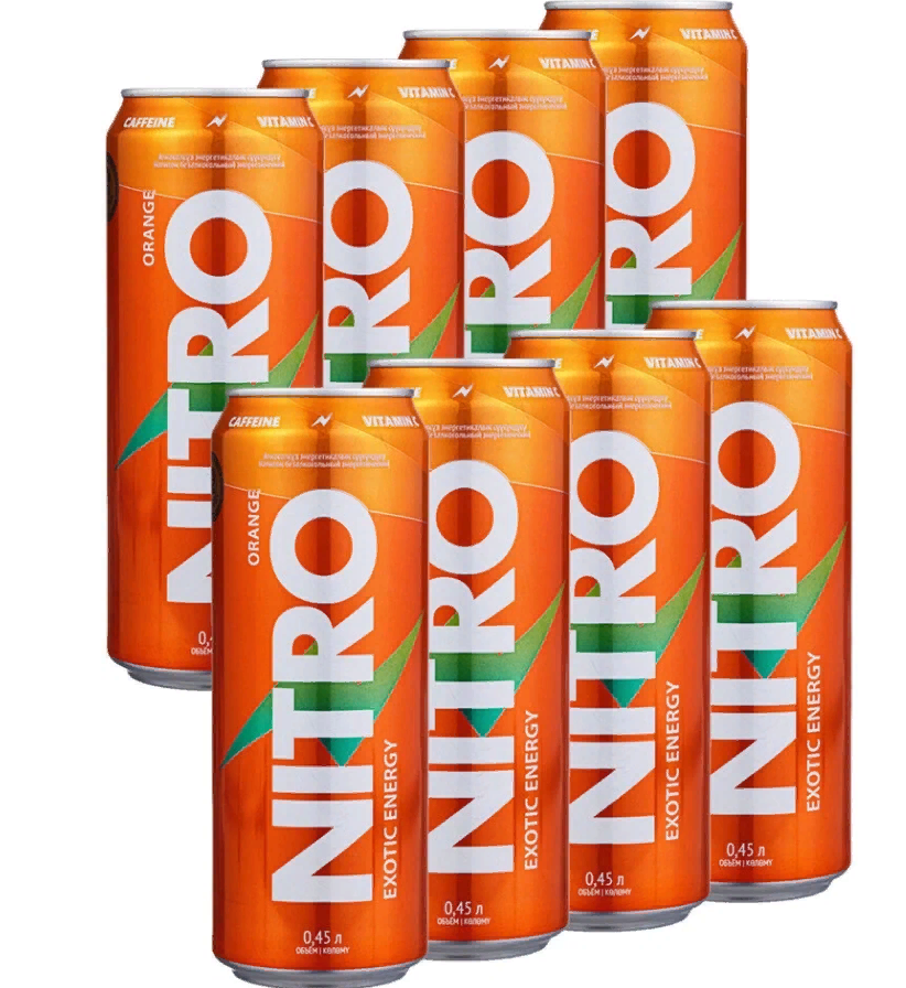 NITRO NITRO, Энергетический напиток, упаковка 8х0,45л (Апельсин)
