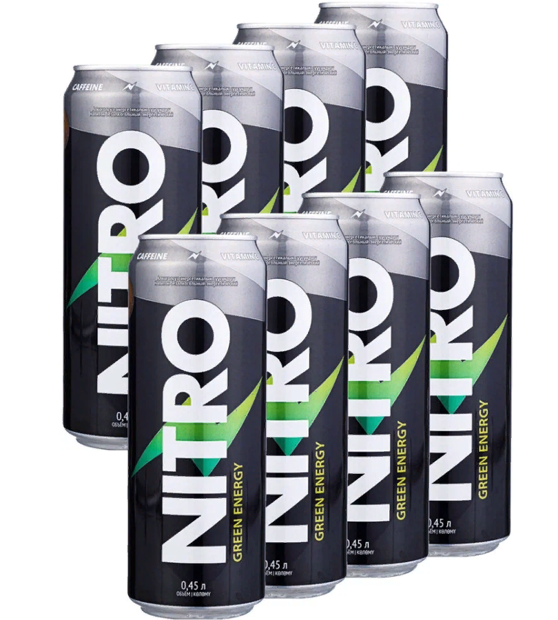 NITRO NITRO, Энергетический напиток, упаковка 8х0,45л (Green Energy)