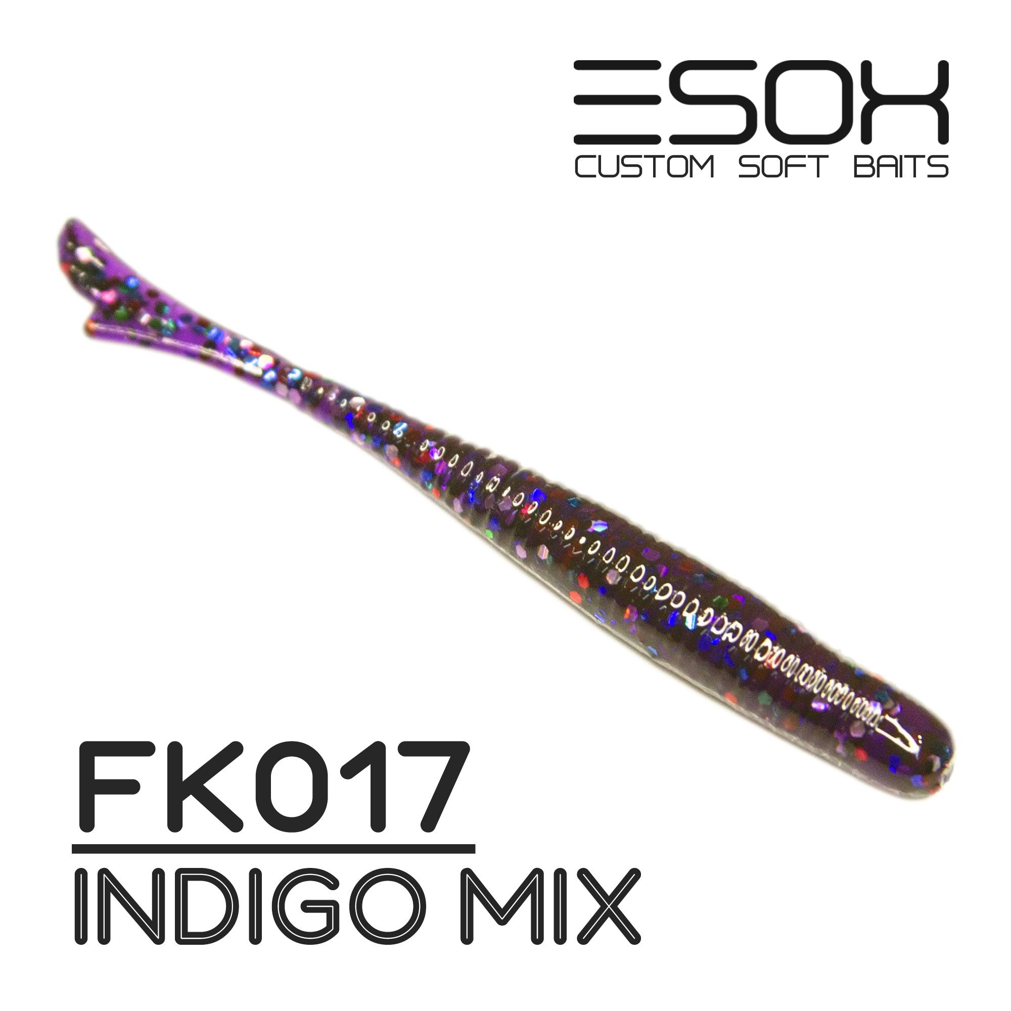

Силиконовая приманка Esox Fishtale 48 мм цвет FK017 Indigo Mix 12 шт, Fishtale