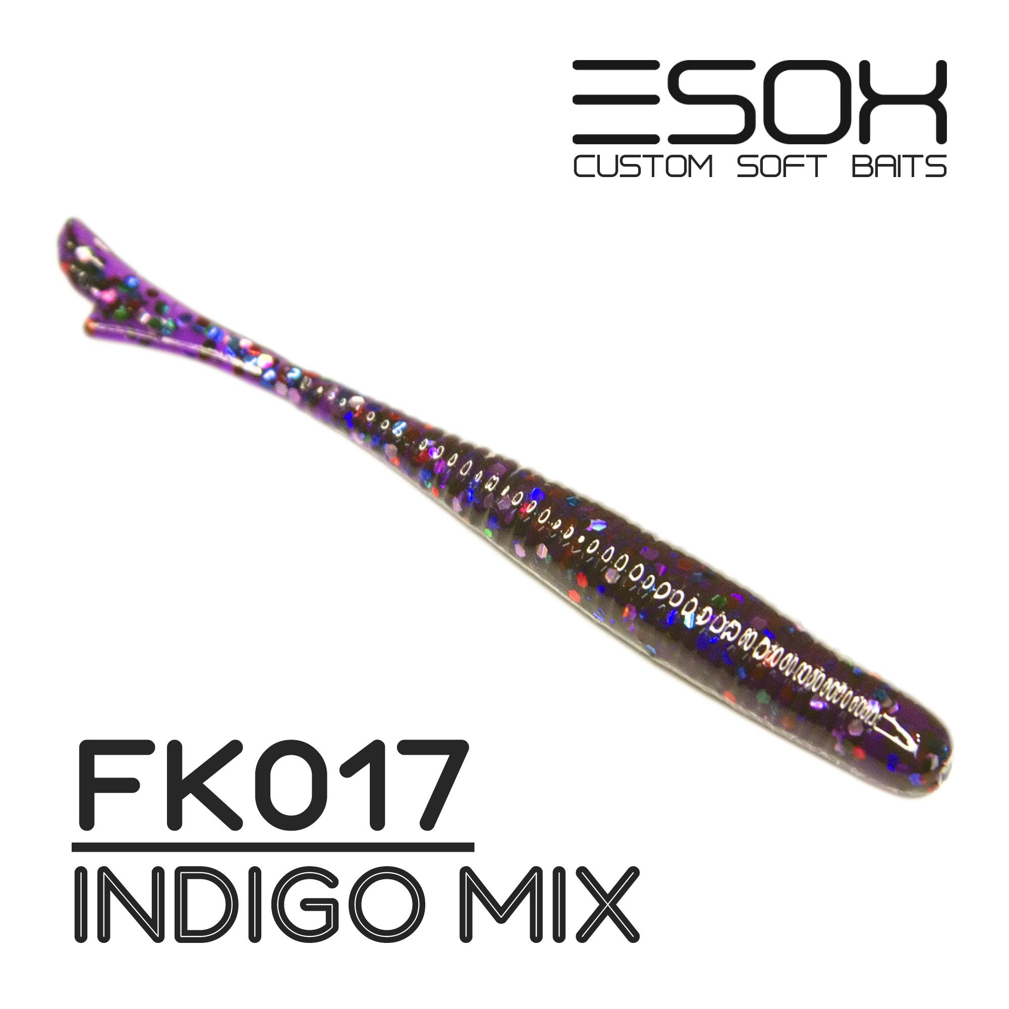 Силиконовая приманка Esox Fishtale 48 мм цвет FK017 Indigo Mix 12 шт