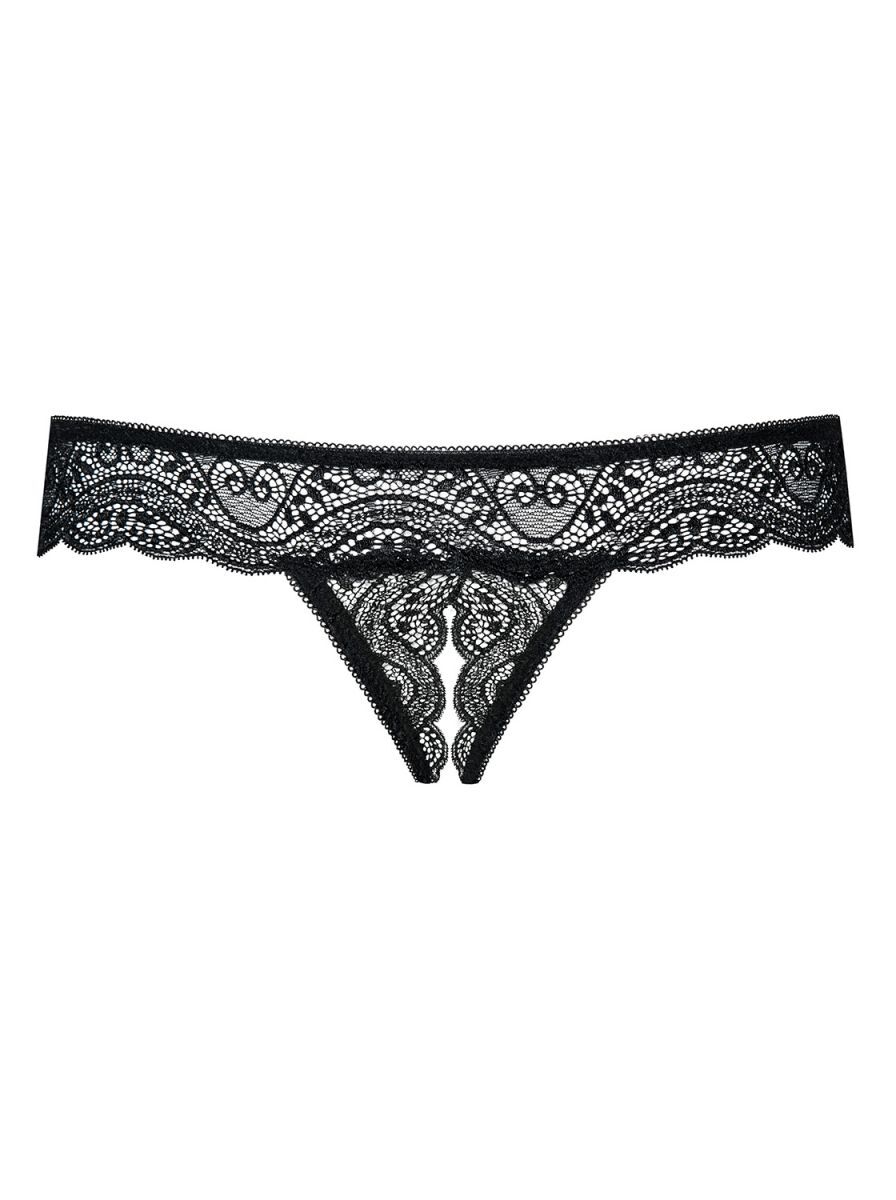 фото Трусы женские obsessive miamor thong with open crotch черные s-m