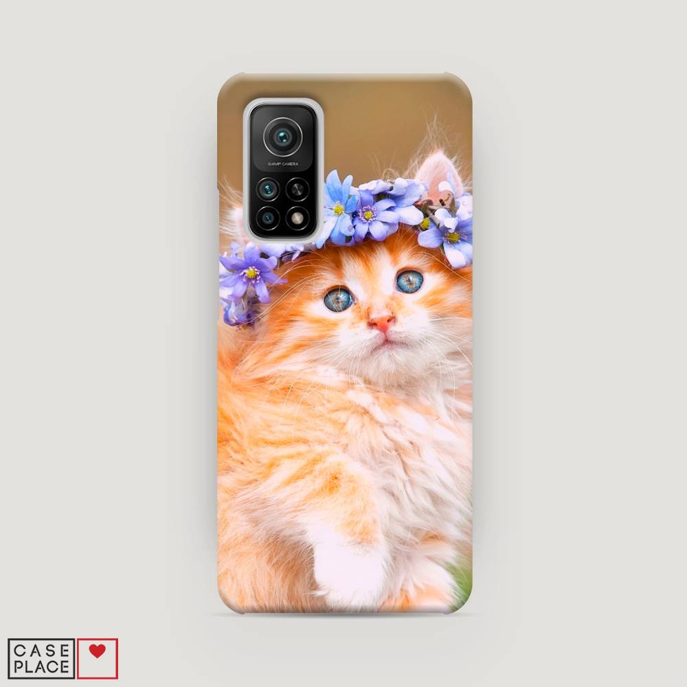 

Пластиковый чехол "Рыжий кот в венке" на Xiaomi Mi 10T, 39320-1
