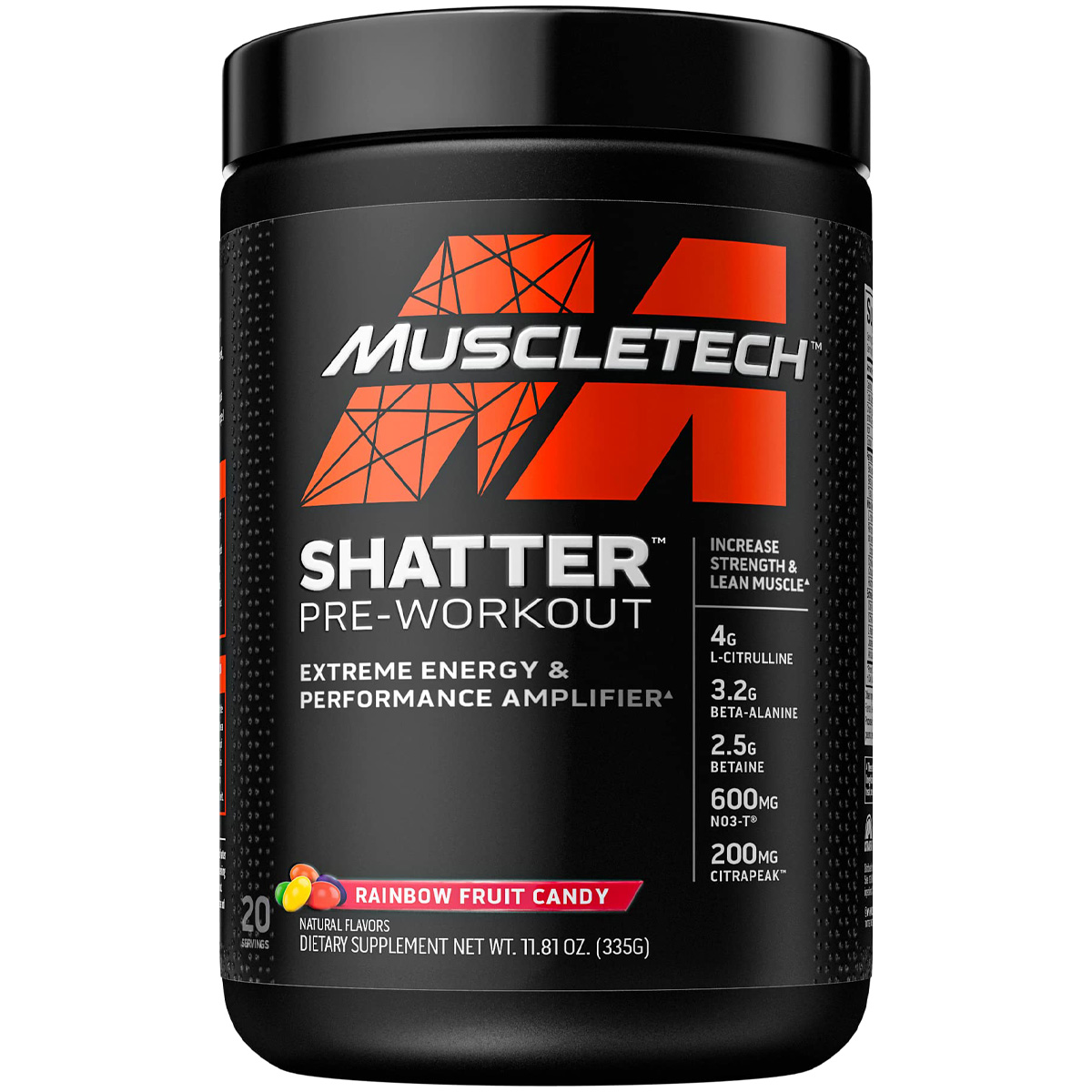 MuscleTech MuscleTech, Shatter PRE-Workout, 20 servings (Rainbow Fruit Candy)