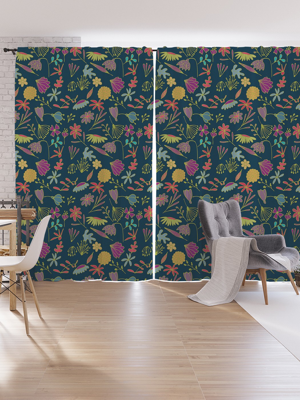 

Шторы под лён JoyArty "Цветочная абстракция", серия Oxford DeLux, 340х265 см, Цветочная абстракция