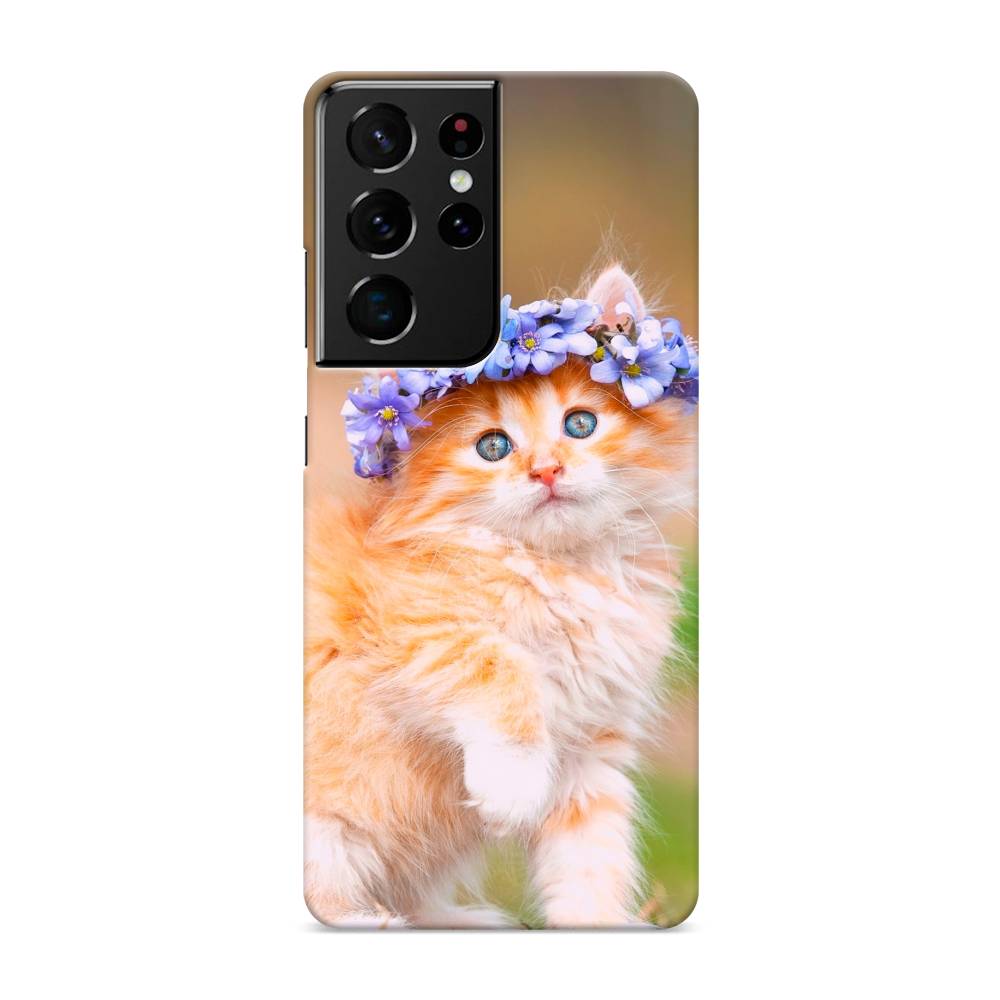 

Пластиковый чехол "Рыжий кот в венке" на Samsung Galaxy S21 Ultra, 2102220-1