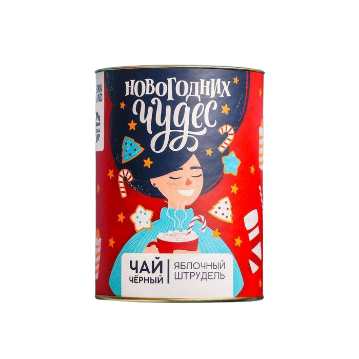 

Чай чёрный в тубусе Новогодних чудес, вкус: яблочный штрудель, 100 г
