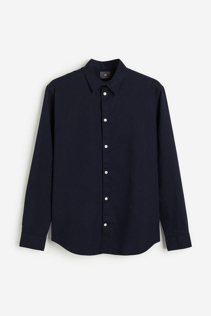 

Рубашка мужская H&M 1213473 синяя XL, Синий, 1213473