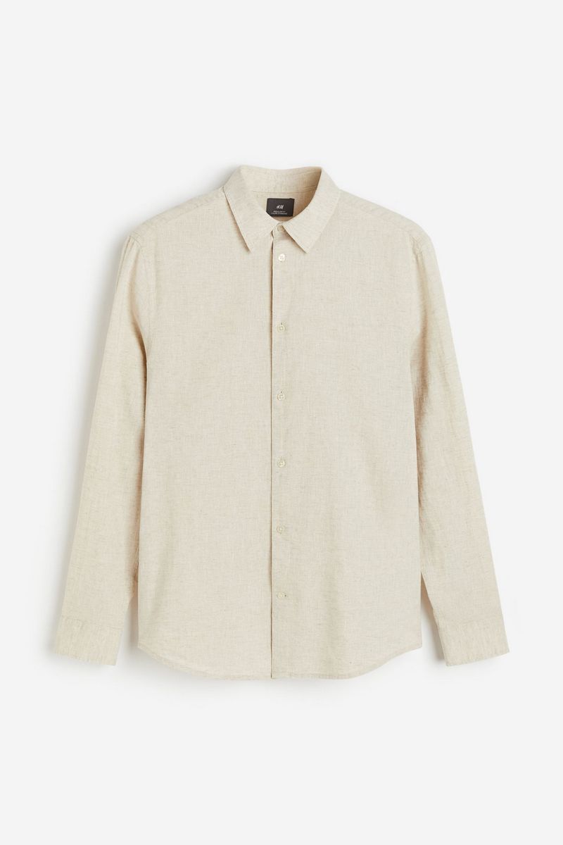 

Рубашка мужская H&M 1213473 бежевая XL, Бежевый, 1213473