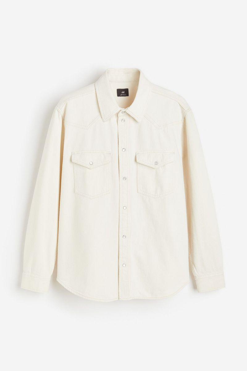 

Рубашка мужская H&M 1211705 белая M, Белый, 1211705