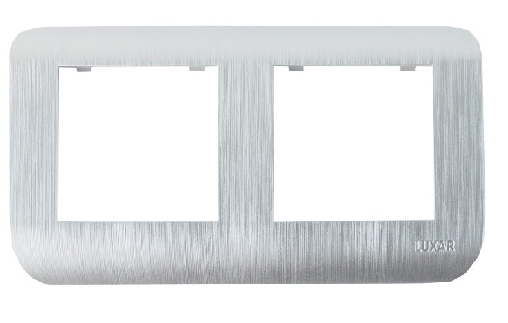 Рамка для розеток и выключателей LUXAR 2-я горизонтальная серебро рифленая