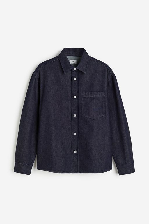 

Рубашка мужская H&M 1211685 синяя L, Синий, 1211685
