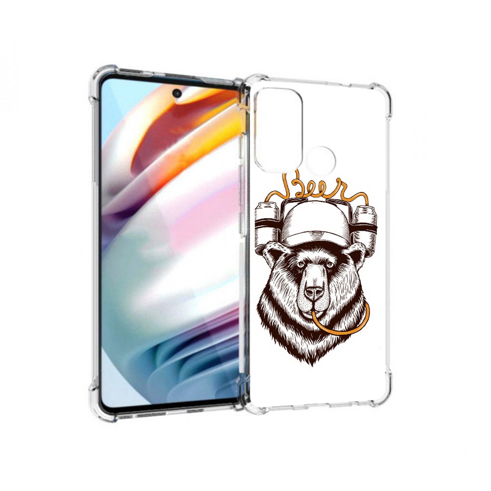 

Чехол MyPads Tocco для Motorola Moto G60 пивной медведь (PT227068.360.538), Прозрачный, Tocco