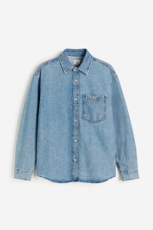 

Рубашка мужская H&M 1211685 голубая S, Голубой, 1211685