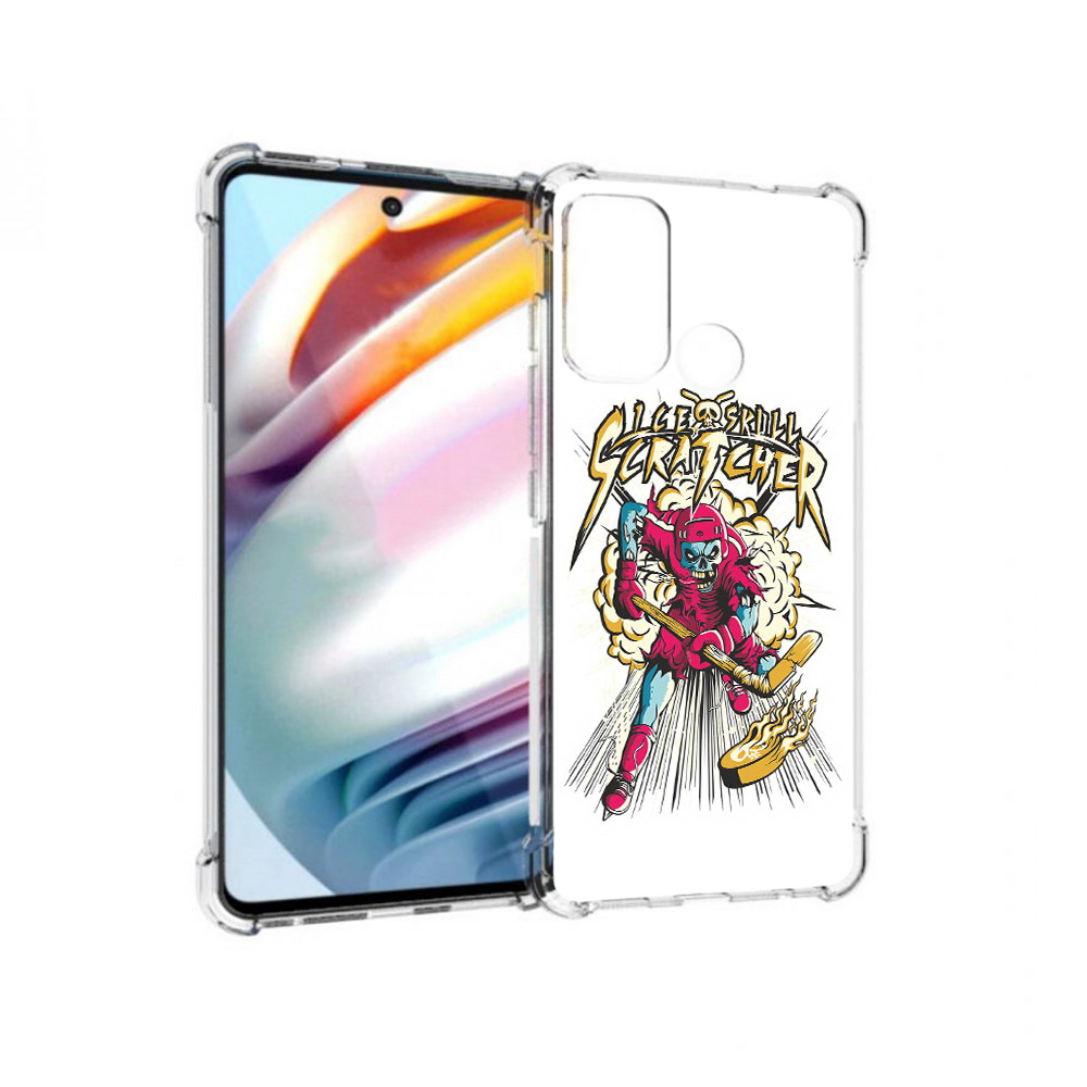 

Чехол MyPads Tocco для Motorola Moto G60 нарисованный скелет хоккеист (PT227068.360.514), Прозрачный, Tocco