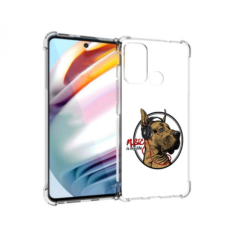 

Чехол MyPads Tocco для Motorola Moto G60 музыкальная собака (PT227068.360.490), Прозрачный, Tocco