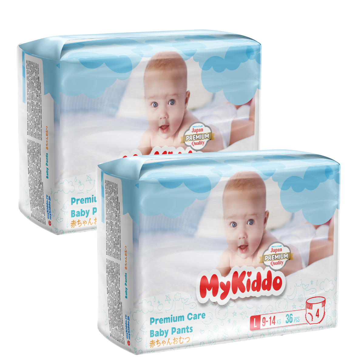 фото Подгузники-трусики для детей mykiddo premium l (9-14 кг) 72 шт. 2 уп. x 36 шт.