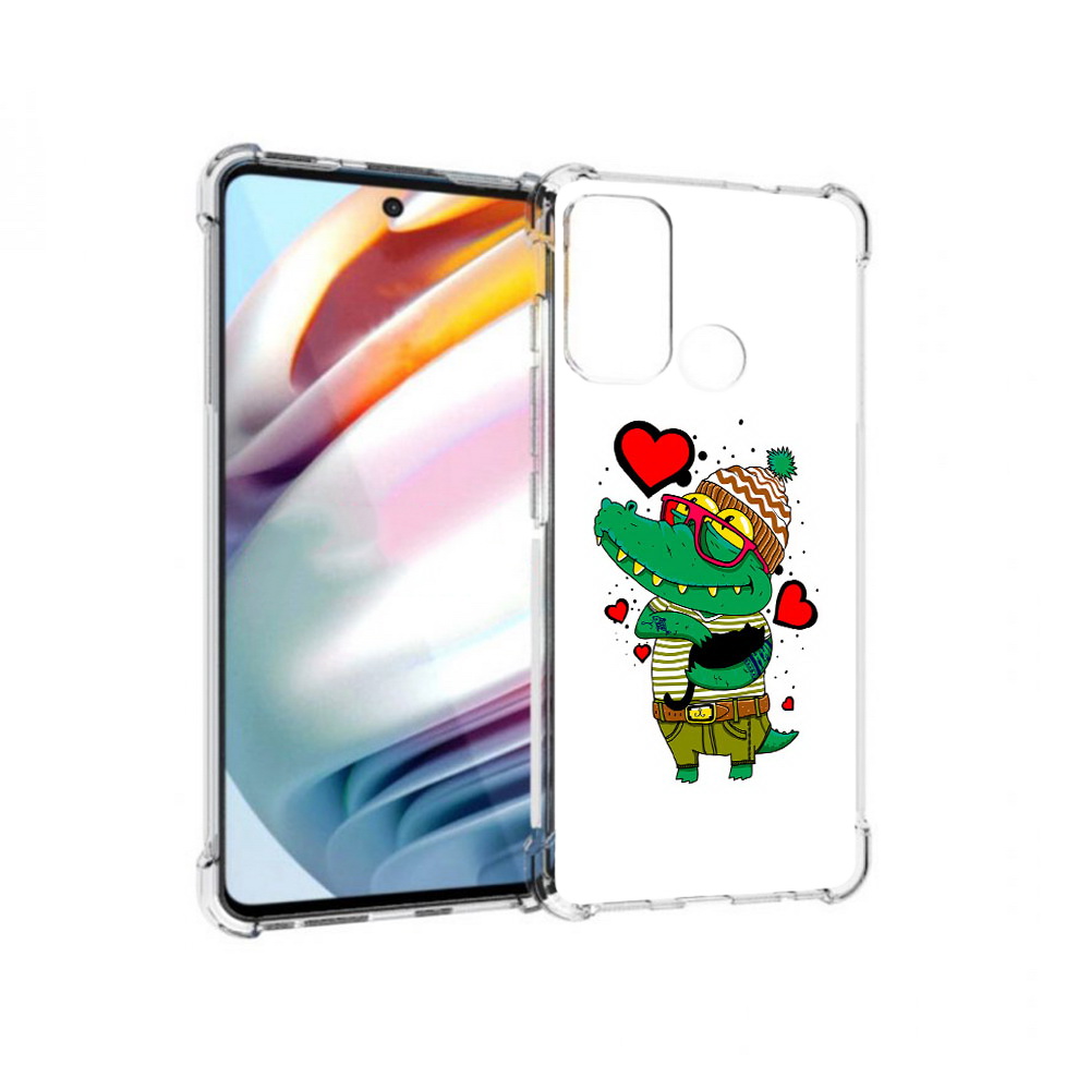 

Чехол MyPads Tocco для Motorola Moto G60 Влюбленный крокодил (PT227068.360.48), Прозрачный, Tocco
