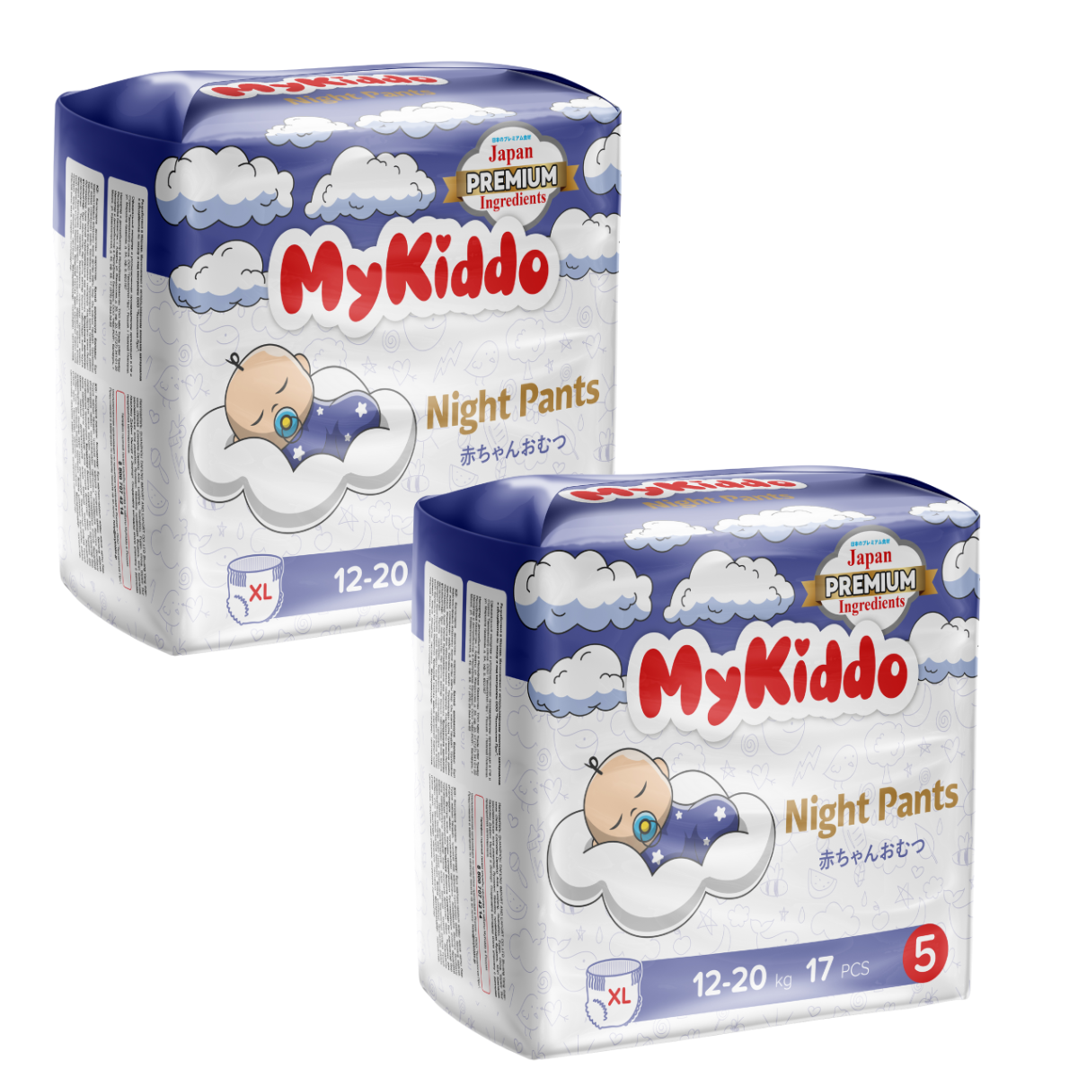 фото Подгузники-трусики для детей mykiddo night xl 34 шт. 2 уп. x 17 шт.