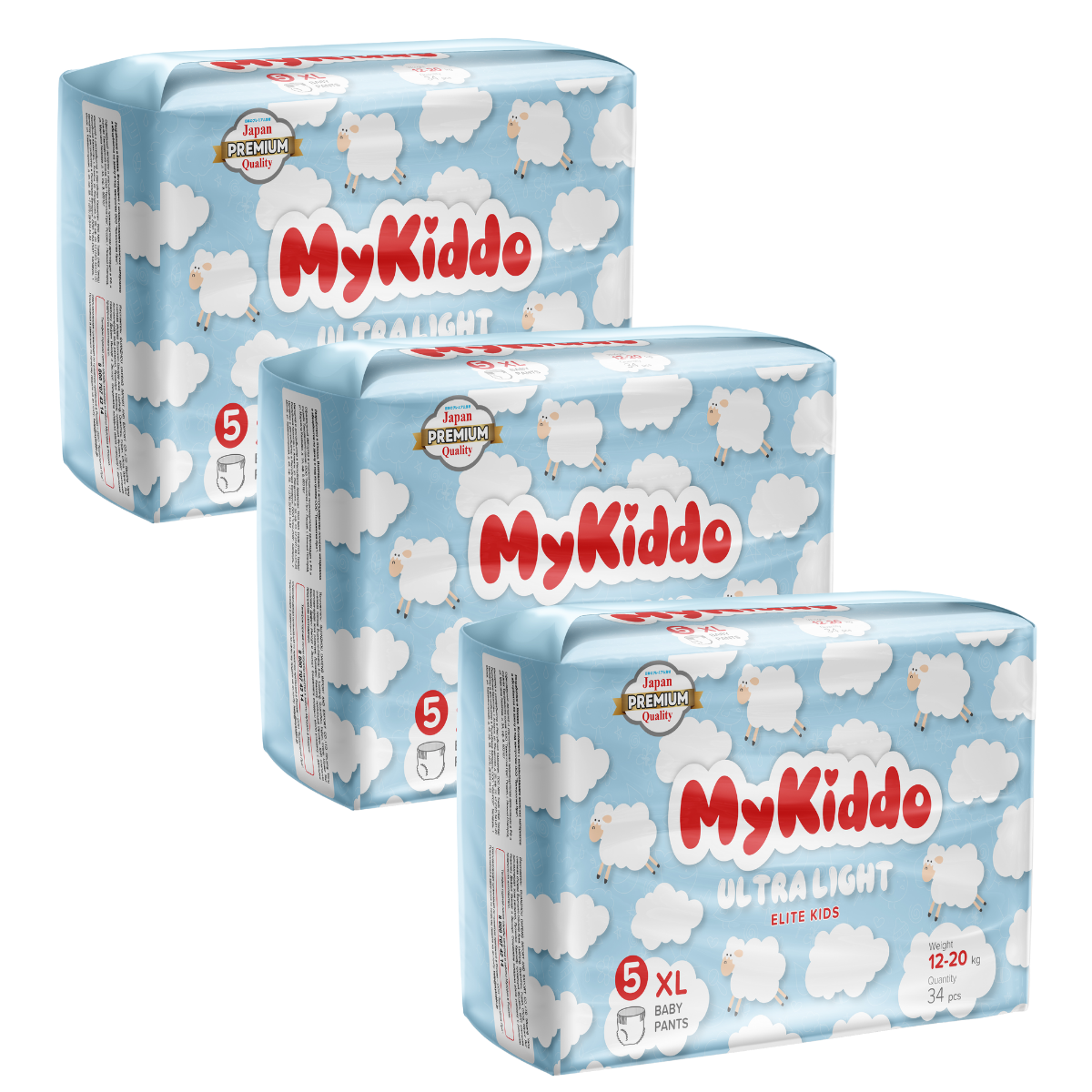 Подгузники-трусики для детей MyKiddo Elite Kids ультратонкие XL 102 шт. 3 уп. x 34 шт.