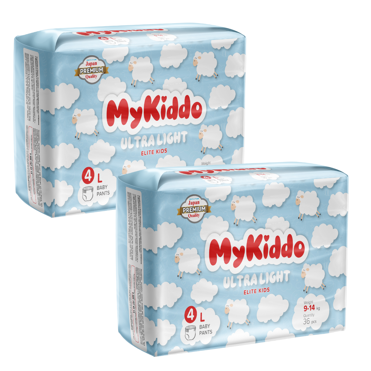 Подгузники-трусики для детей MyKiddo Elite Kids ультратонкие L 72 шт. 2 уп. x 36 шт.