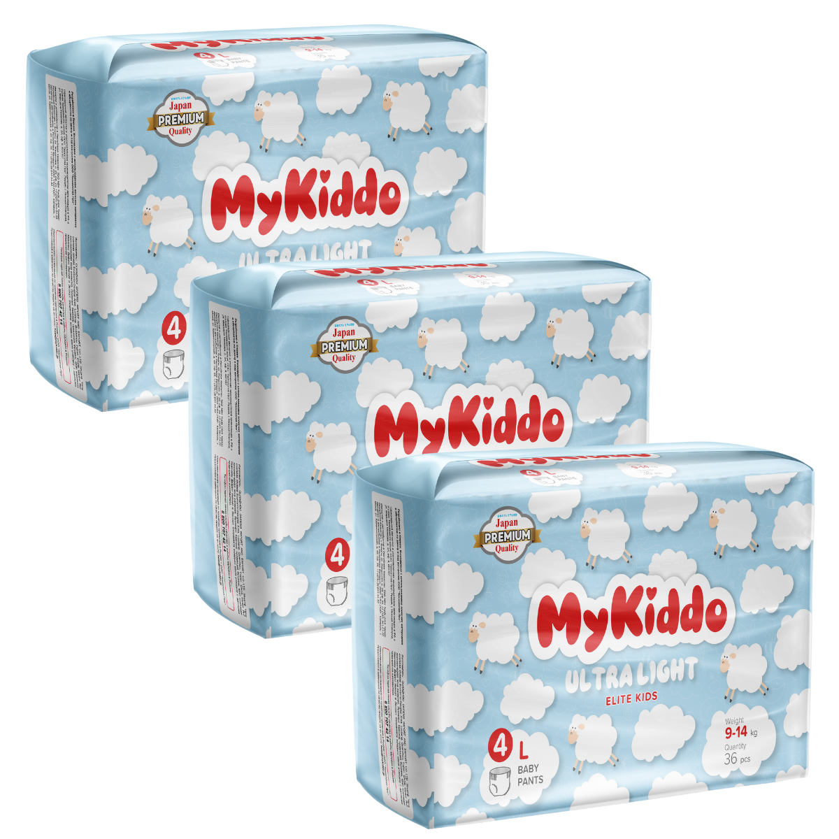 фото Подгузники-трусики для детей mykiddo elite kids ультратонкие l 108 шт. 3 уп. x 36 шт.