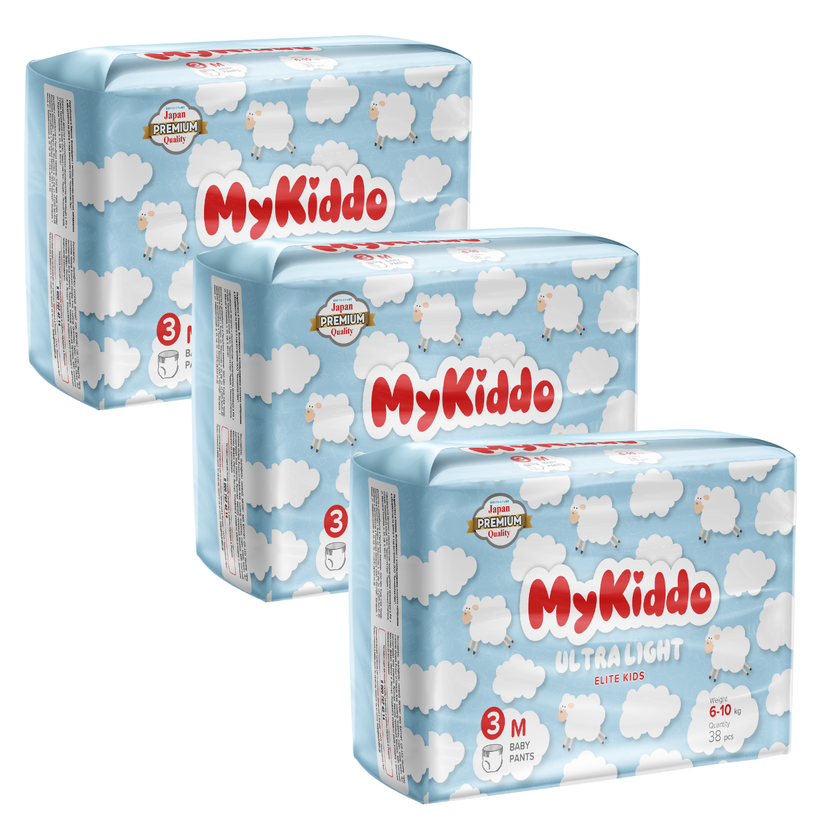 фото Подгузники-трусики для детей mykiddo elite kids ультратонкие m 114 шт. 3 уп. x 38 шт.