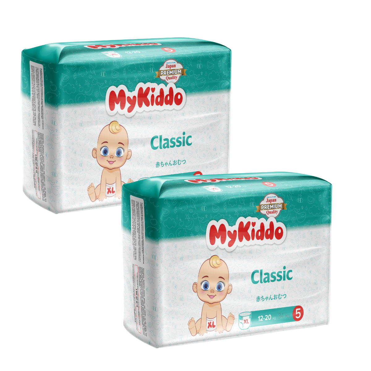 фото Подгузники-трусики для детей mykiddo classic xl 68 шт. 2 уп. x 34 шт.