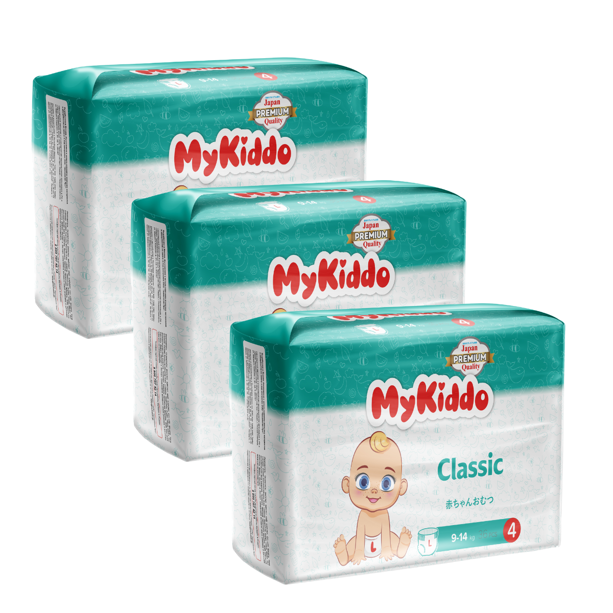 фото Подгузники-трусики для детей mykiddo classic l 108 шт. 3 уп. x 36 шт.