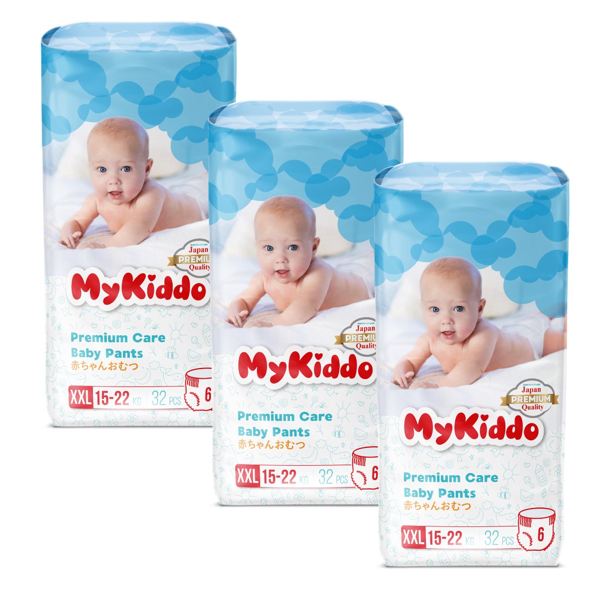 фото Подгузники-трусики для детей mykiddo premium xxl (15-25 кг) 96 шт. 3 уп. x 32 шт.