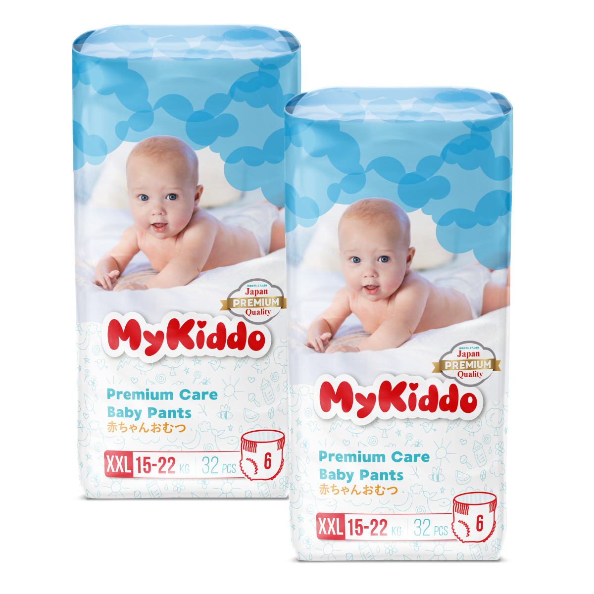 фото Подгузники-трусики для детей mykiddo premium xxl (15-25 кг) 64 шт. 2 уп. x 32 шт.