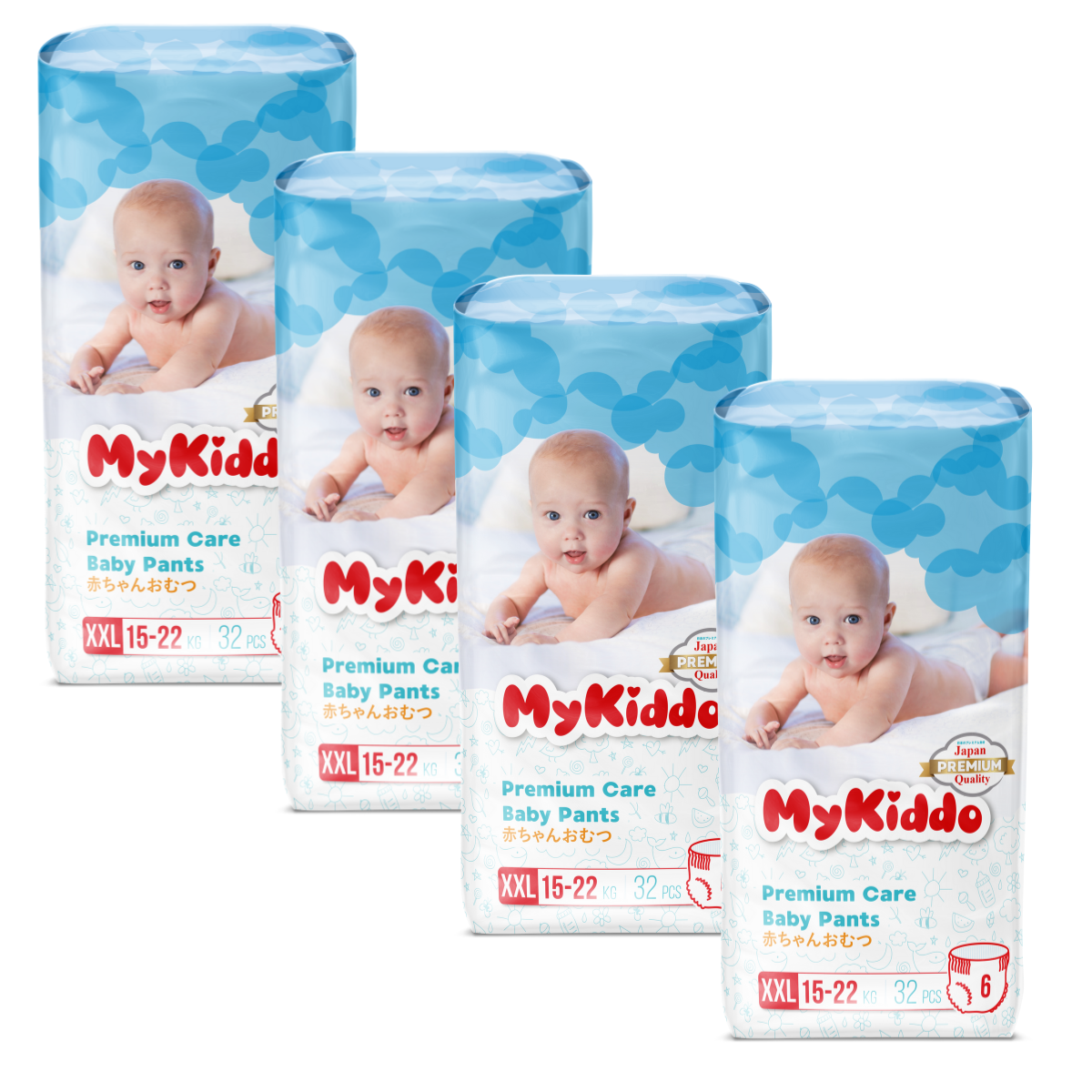 фото Подгузники-трусики для детей mykiddo premium xxl (15-25 кг) 128 шт. 4 уп. x 32 шт.
