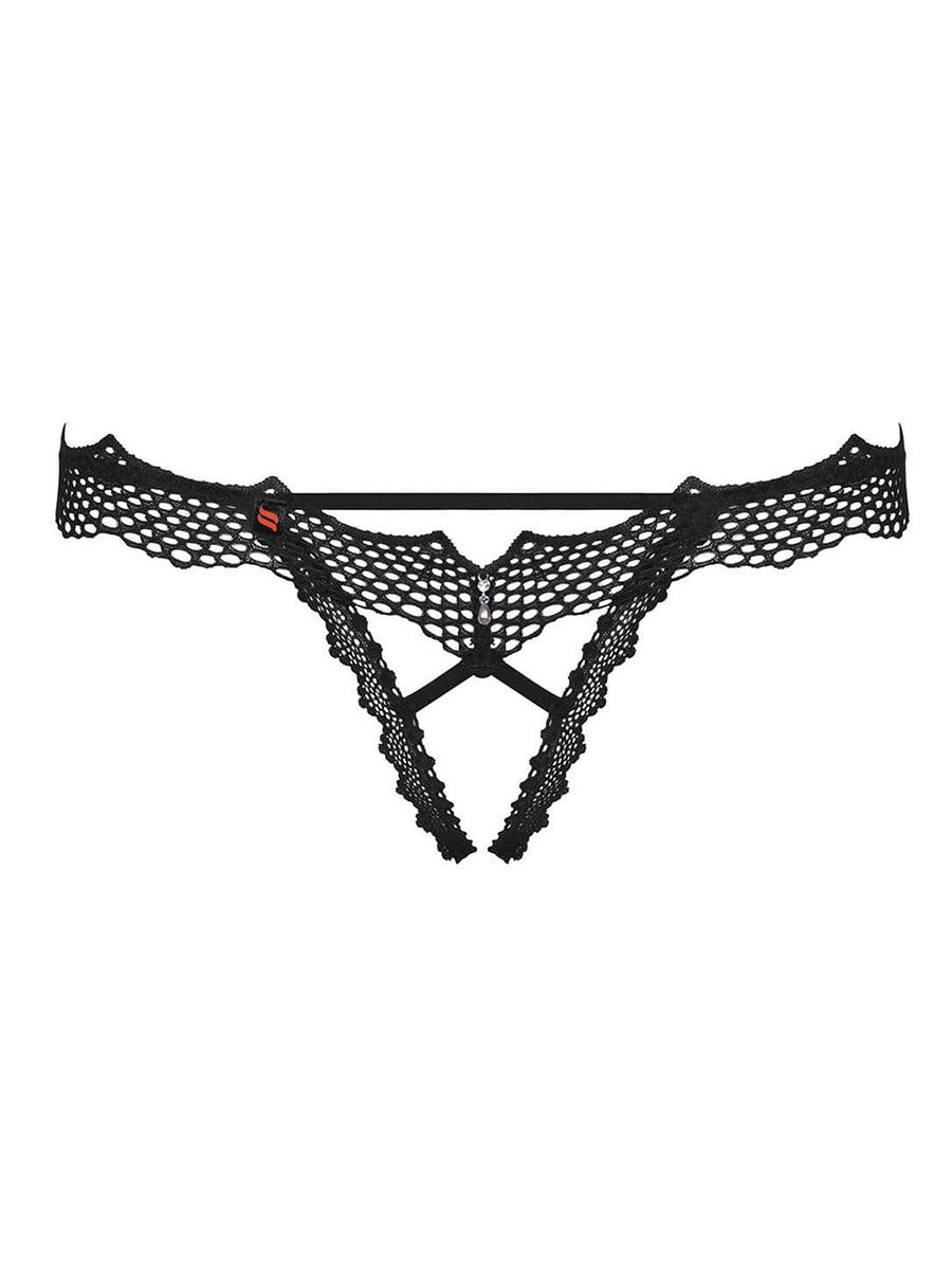 

Трусы женские Obsessive Bravelle crotchless thong черные S-M, Черный, Bravelle crotchless thong
