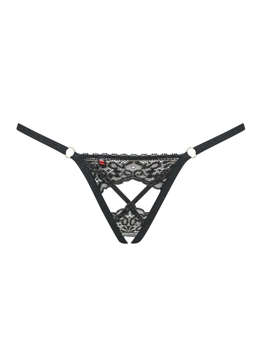 

Трусы женские Obsessive Meshlove crotchless thong черные S-M, Черный, Meshlove crotchless thong