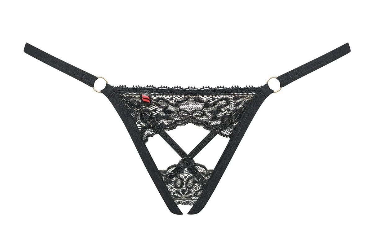 фото Трусы женские obsessive meshlove crotchless thong черные l-xl