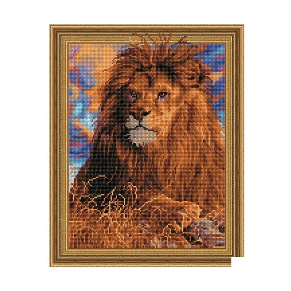 фото Картина мозаикой 3d, с нанесенной рамкой molly царь зверей km0039, 23 цвета, 40х50 см