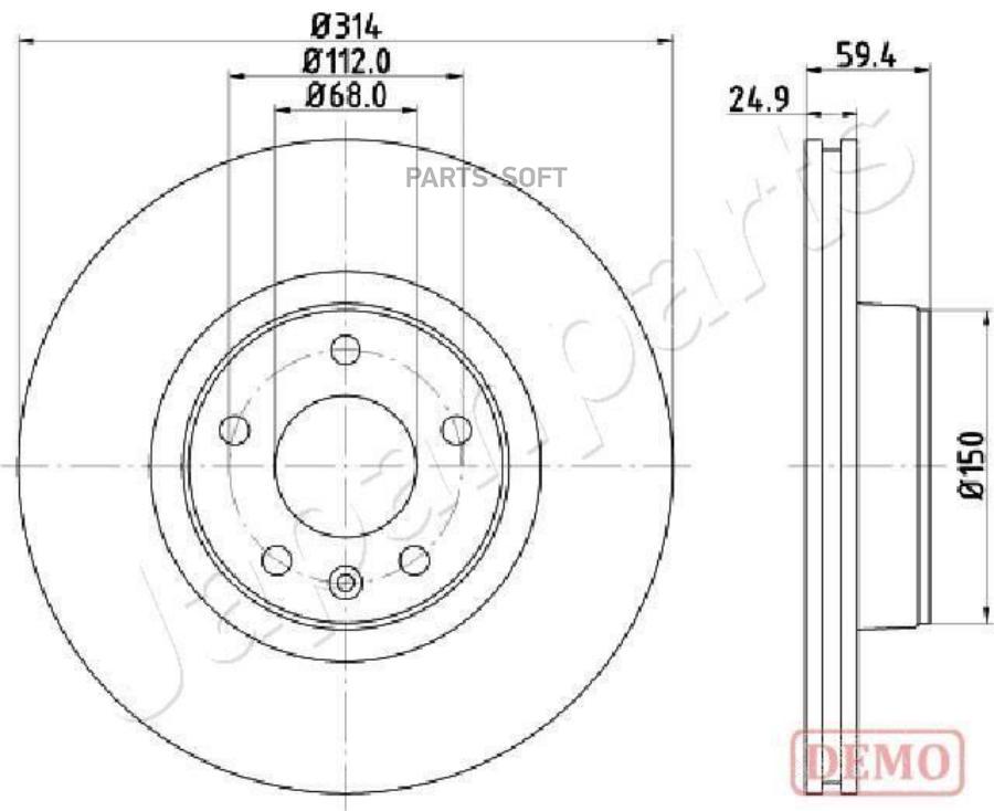 

Диск Тормозной Audi A6 2.0-5.2 04- Передний D 313мм. Japanparts арт. DI-0927C