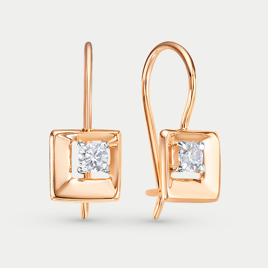 

Серьги из розового золота Delta 1206087, фианит, 1206087