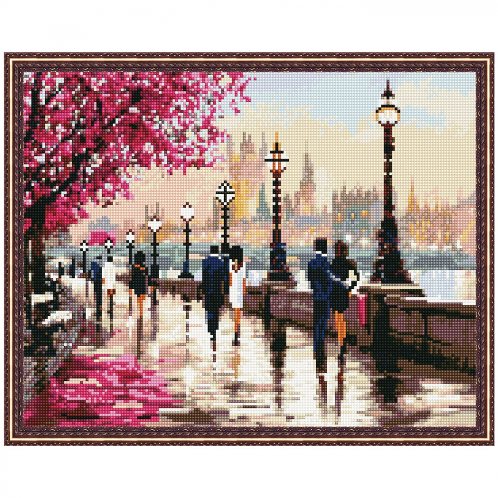 Купить Картина мозаикой с нанесенной рамкой Molly Набережная GZ-A1368, 39 цветов, 40х50 см,