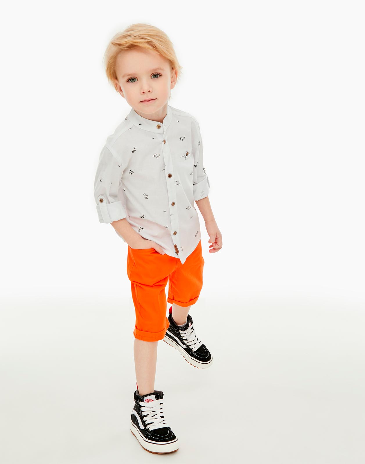 Оранжевые джинсовые шорты Comfort на резинке для мальчика Gloria Jeans 2-3г/98