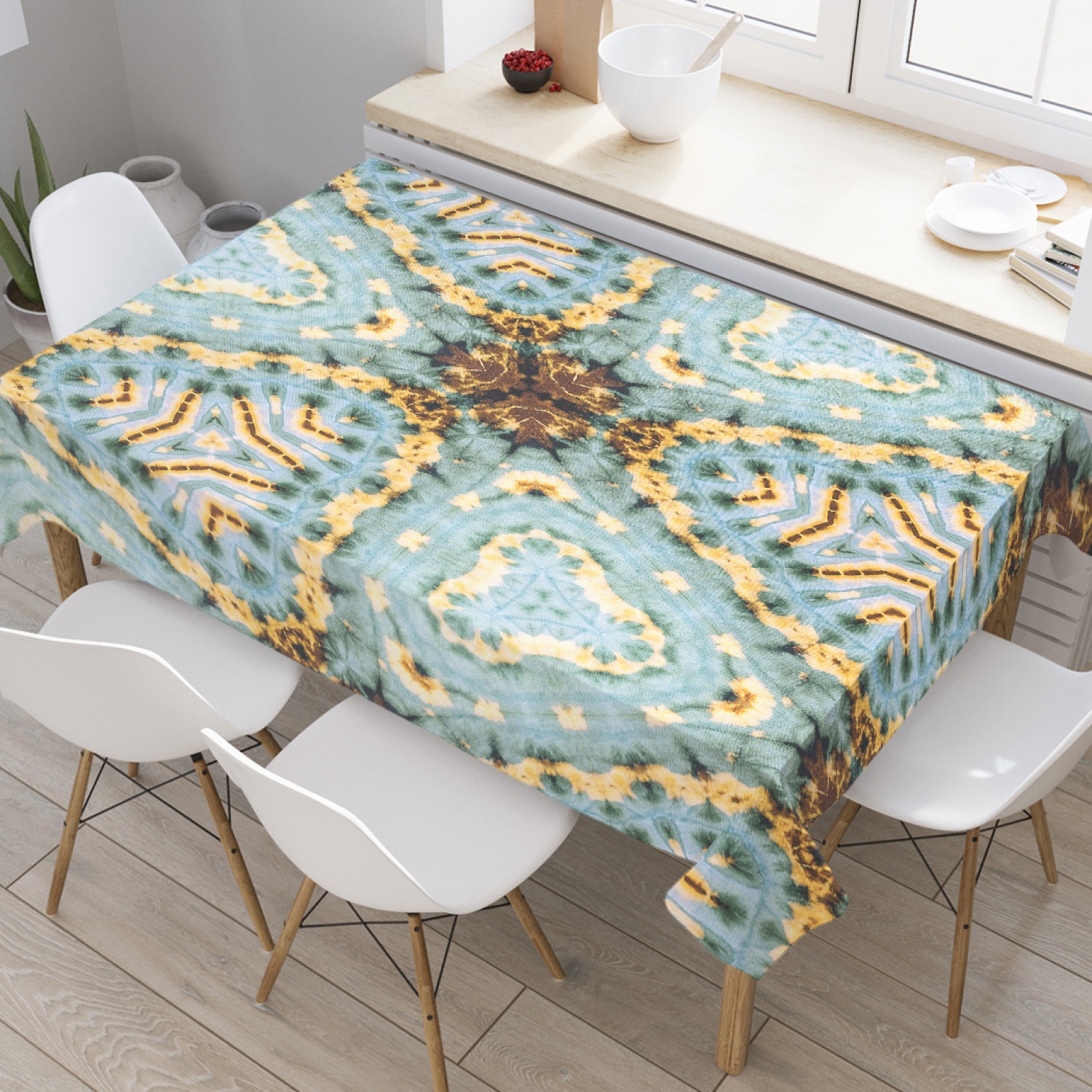 

Скатерть прямоугольная JoyArty "Геометрия воображения" из оксфорда, 120x145 см, Голубой, Геометрия воображения