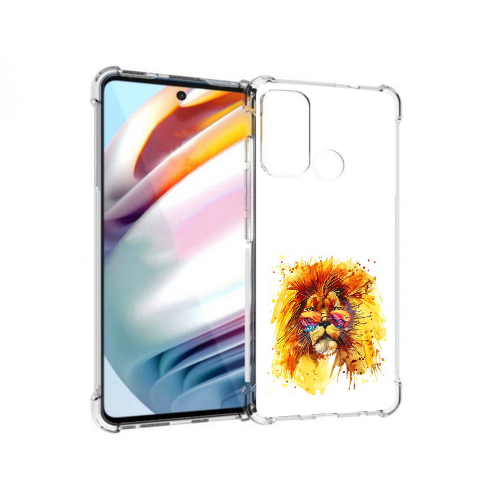 

Чехол MyPads Tocco для Motorola Moto G60 лев в очках (PT227068.360.436), Прозрачный, Tocco