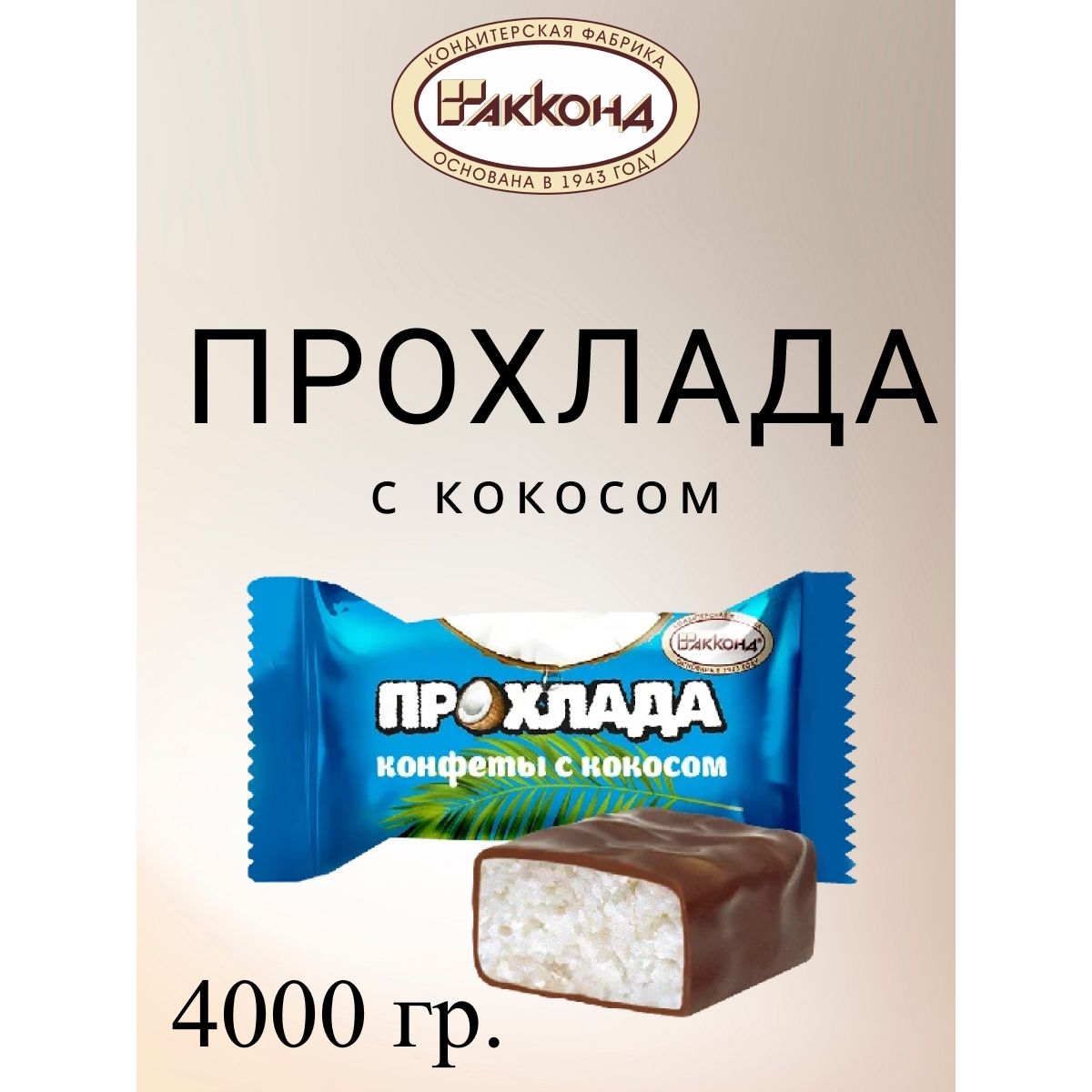 

Конфеты Акконд Прохлада с кокосом, 4 кг, прохлада