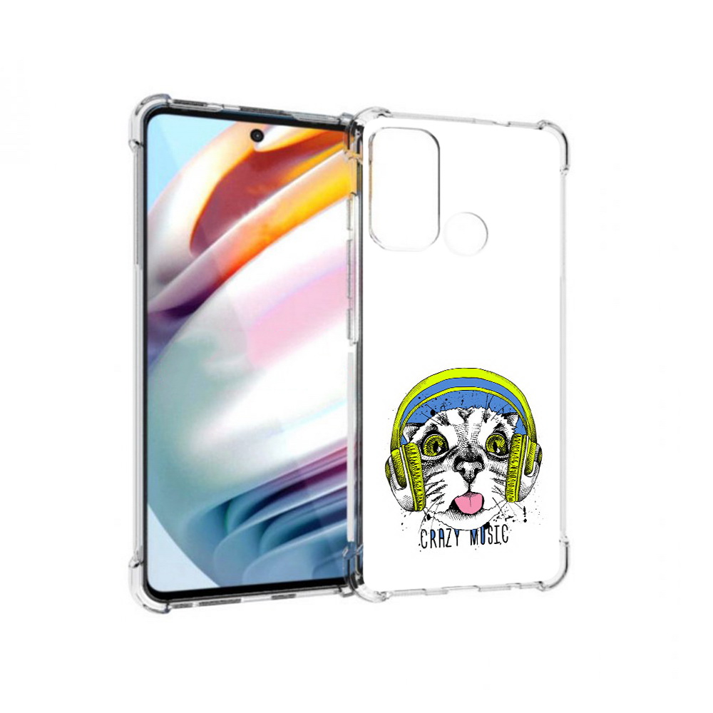 Чехол MyPads Tocco для Motorola Moto G60 кошка в наушниках рисунок (PT227068.360.403)