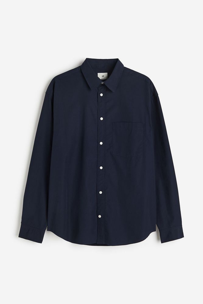 

Рубашка мужская H&M 1198332 синяя XL, Синий, 1198332